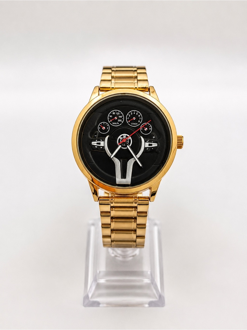 Gold Wristwatch with BMW Dashboard Dial